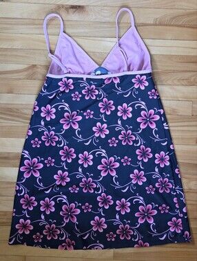 Powderoom pink hibiscus swim suit dress
